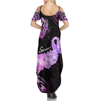 Pancreatic Cancer Awareness Family Matching Summer Maxi Dress and Hawaiian Shirt Keep Calm And Fight On Polynesian Pattern LT05 - Polynesian Pride