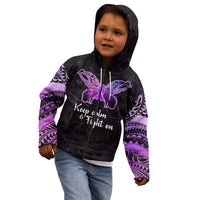 Pancreatic Cancer Awareness Kid Hoodie Keep Calm And Fight On Polynesian Pattern LT05 - Polynesian Pride