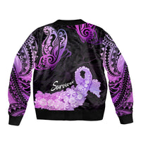 Pancreatic Cancer Awareness Sleeve Zip Bomber Jacket Keep Calm And Fight On Polynesian Pattern LT05 - Polynesian Pride