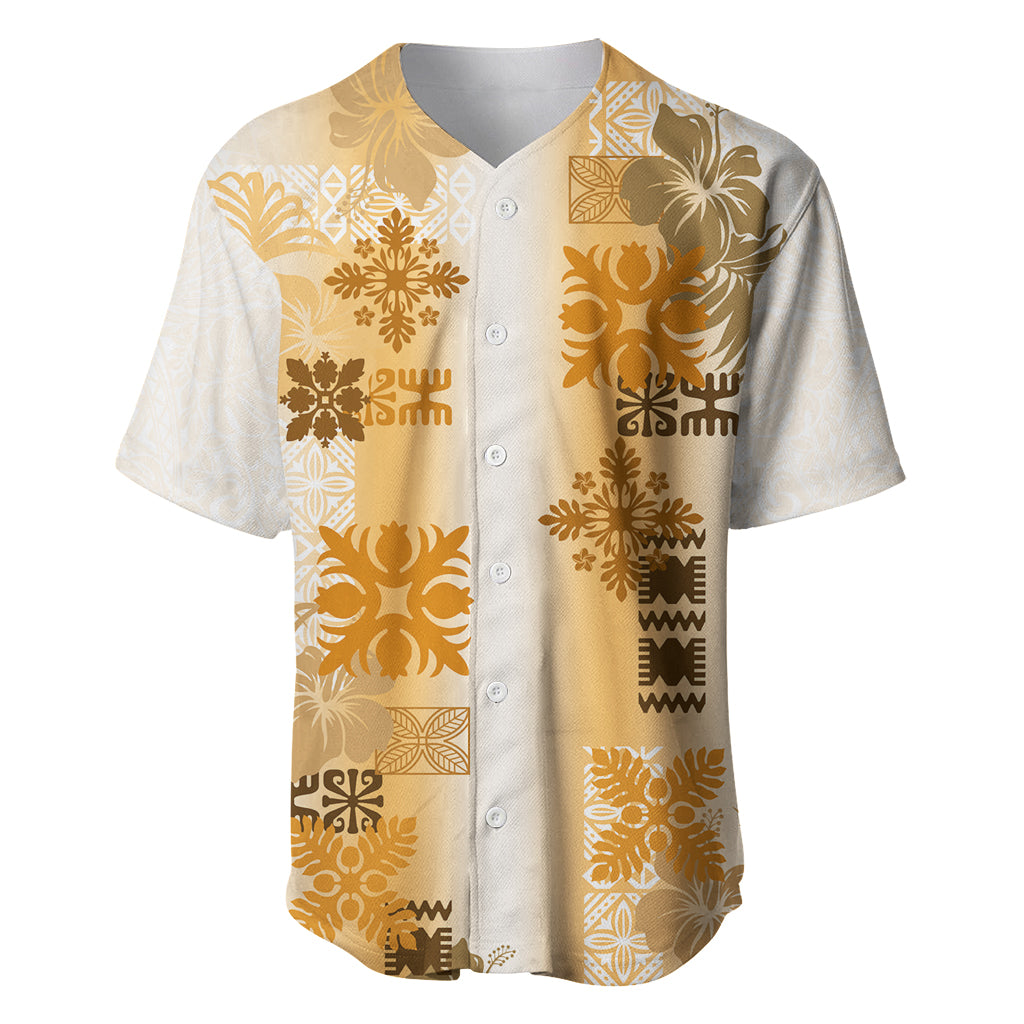 Hawaiian Quilt Baseball Jersey Vintage Pattern Brown LT05 Brown - Polynesian Pride