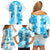 Hawaiian Quilt Family Matching Off Shoulder Short Dress and Hawaiian Shirt Vintage Pattern Blue LT05 - Polynesian Pride