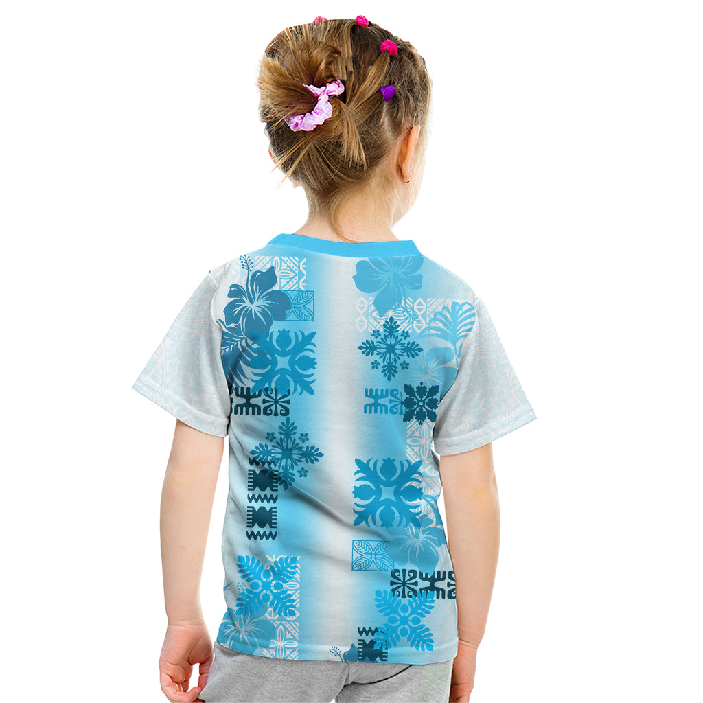 Hawaiian Quilt Kid T Shirt Vintage Pattern Blue LT05 - Polynesian Pride