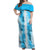 Hawaiian Quilt Off Shoulder Maxi Dress Vintage Pattern Blue LT05 Women Blue - Polynesian Pride