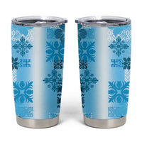 Hawaiian Quilt Tumbler Cup Vintage Pattern Blue