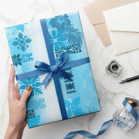 Hawaiian Quilt Wrapping Paper Vintage Pattern Blue - Polynesian Pride