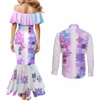 Hawaiian Quilt Couples Matching Mermaid Dress and Long Sleeve Button Shirt Vintage Pattern Galaxy LT05 - Polynesian Pride