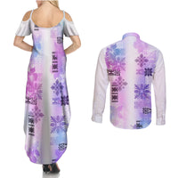 Hawaiian Quilt Couples Matching Summer Maxi Dress and Long Sleeve Button Shirt Vintage Pattern Galaxy LT05 - Polynesian Pride