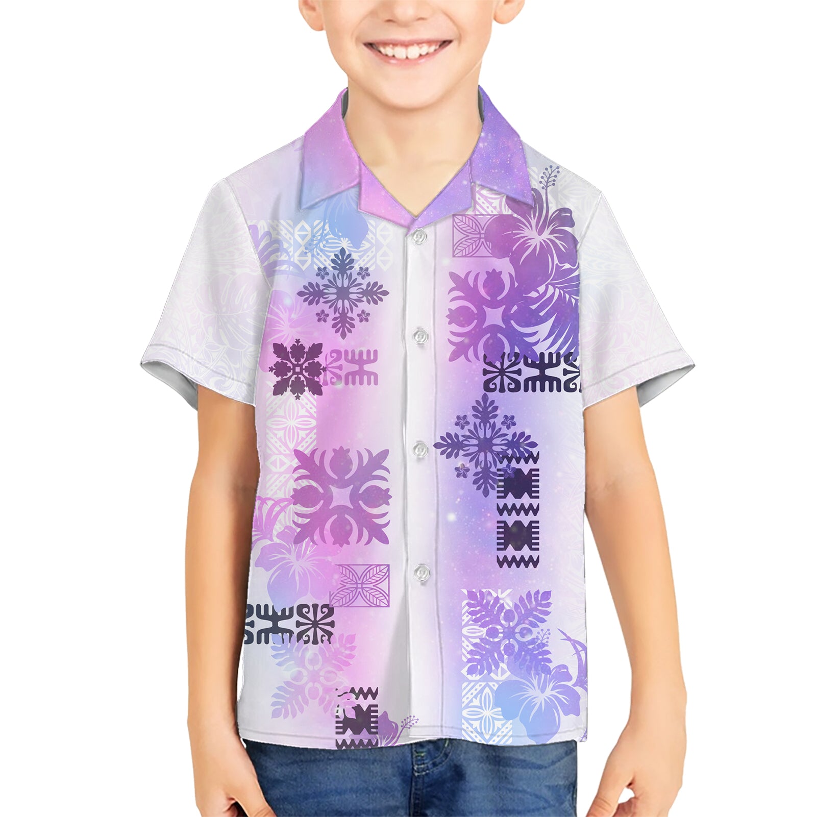 Hawaiian Quilt Kid Hawaiian Shirt Vintage Pattern Galaxy LT05 Kid Galaxy - Polynesian Pride