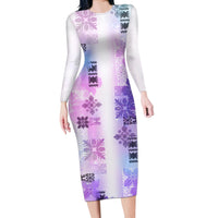 Hawaiian Quilt Long Sleeve Bodycon Dress Vintage Pattern Galaxy LT05 Long Dress Galaxy - Polynesian Pride