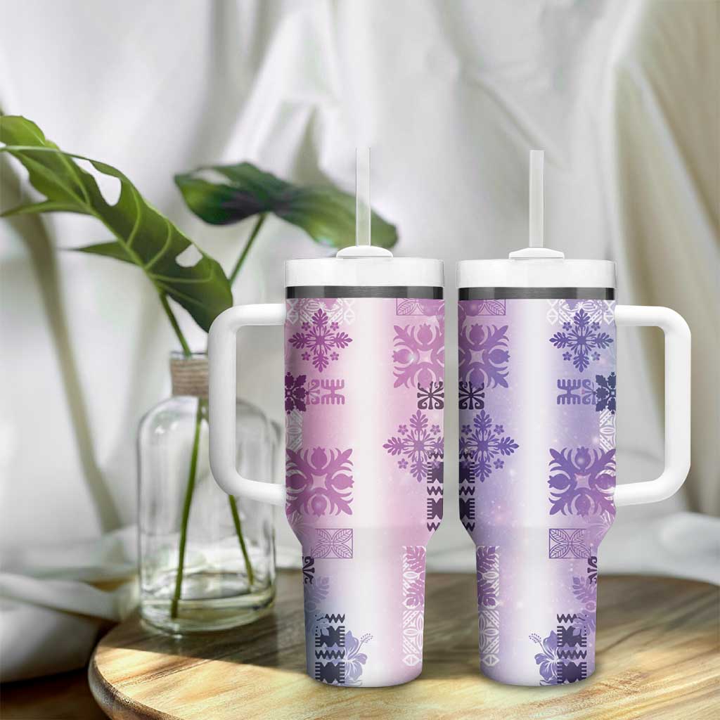 Hawaiian Quilt Tumbler With Handle Vintage Pattern Galaxy