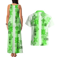 Hawaiian Quilt Couples Matching Tank Maxi Dress and Hawaiian Shirt Vintage Pattern Green LT05 - Polynesian Pride