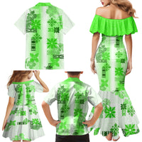Hawaiian Quilt Family Matching Mermaid Dress and Hawaiian Shirt Vintage Pattern Green LT05 - Polynesian Pride