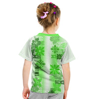 Hawaiian Quilt Kid T Shirt Vintage Pattern Green LT05 - Polynesian Pride