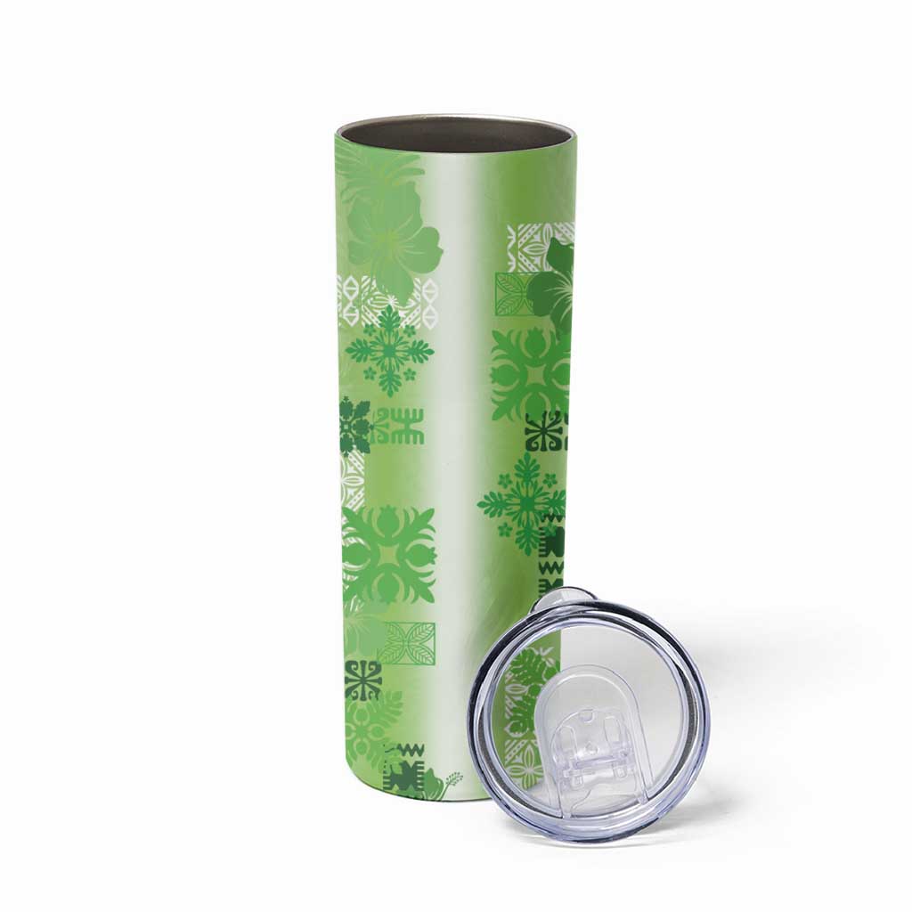 Hawaiian Quilt Skinny Tumbler Vintage Pattern Green