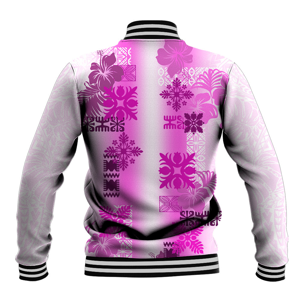 Hawaiian Quilt Baseball Jacket Vintage Pattern Pink LT05 - Polynesian Pride