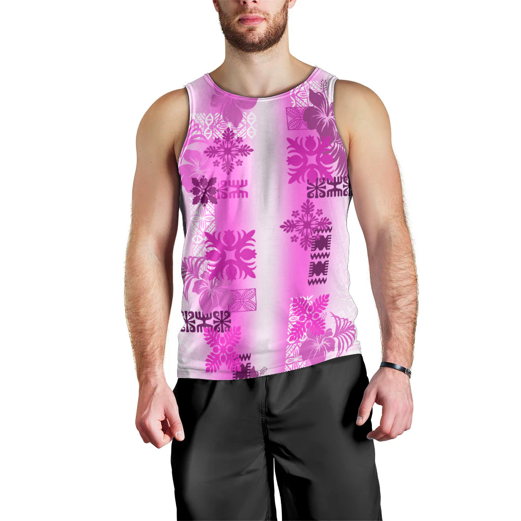 Hawaiian Quilt Men Tank Top Vintage Pattern Pink LT05 - Polynesian Pride