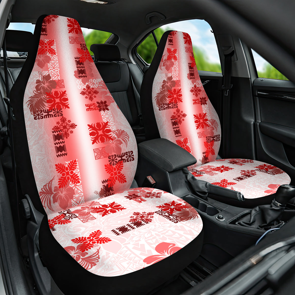 Hawaiian Quilt Car Seat Cover Vintage Pattern Red LT05 One Size Red - Polynesian Pride