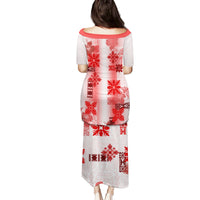 Hawaiian Quilt Family Matching Puletasi Dress and Hawaiian Shirt Vintage Pattern Red LT05 - Polynesian Pride