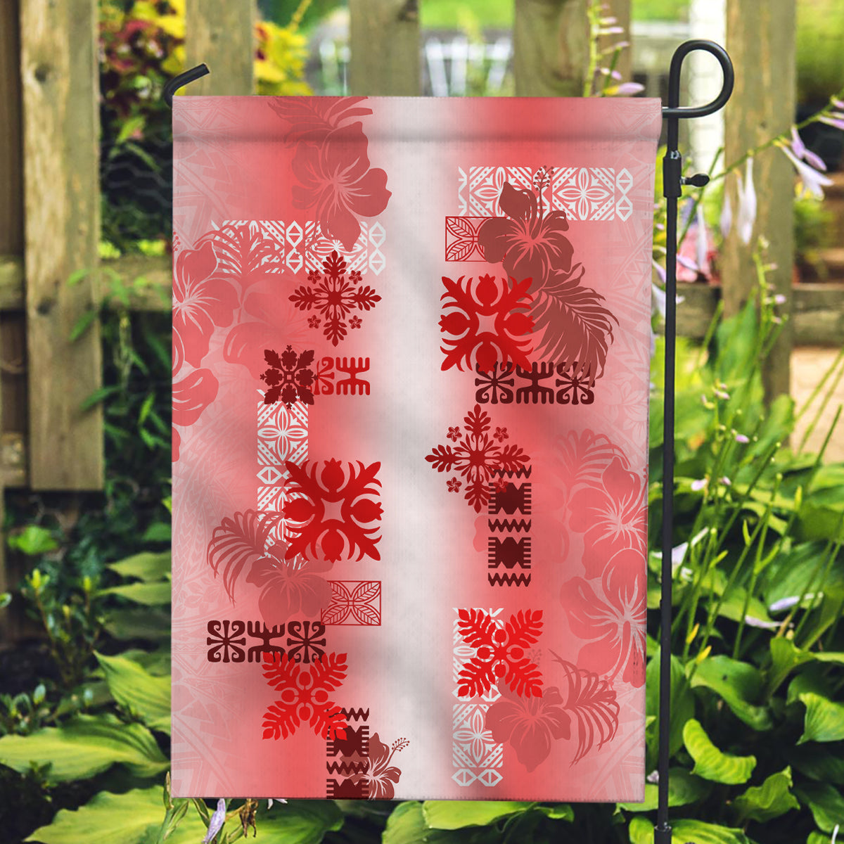 Hawaiian Quilt Garden Flag Vintage Pattern Red LT05 Garden Flag Red - Polynesian Pride