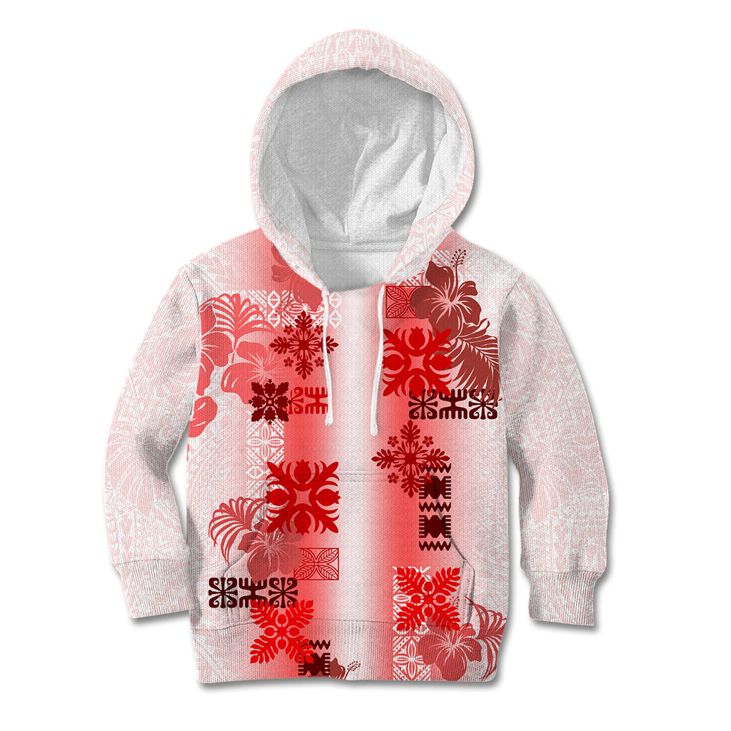 Hawaiian Quilt Kid Hoodie Vintage Pattern Red LT05 Red - Polynesian Pride