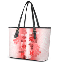 Hawaiian Quilt Leather Tote Bag Vintage Pattern Red LT05 - Polynesian Pride
