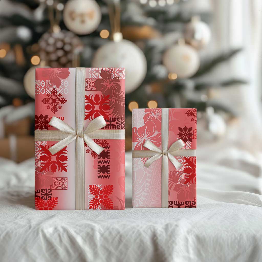 Hawaiian Quilt Wrapping Paper Vintage Pattern Red - Polynesian Pride
