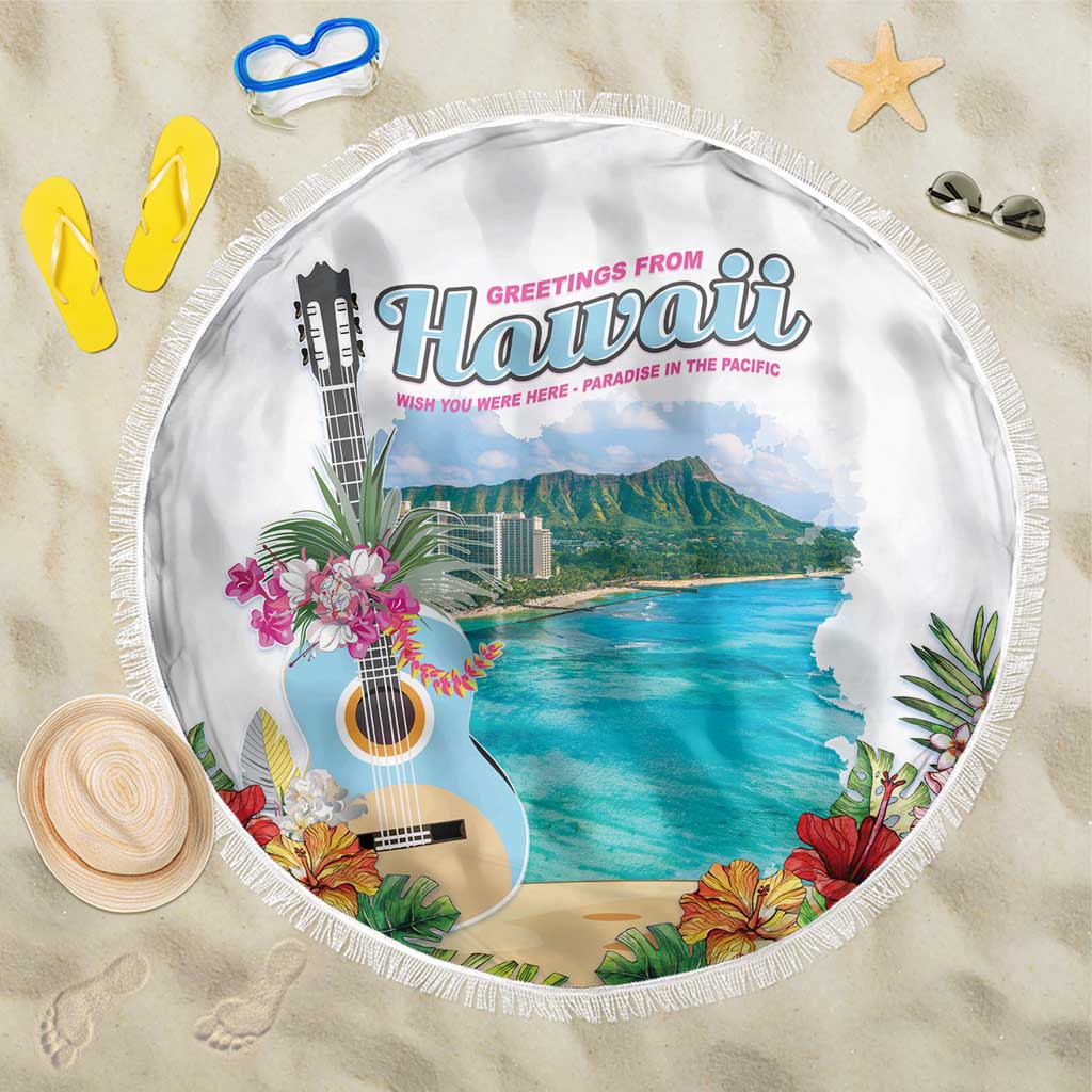 Aloha Hawaii Waikiki Beach Landscape Beach Blanket LT05 One Size 150cm White - Polynesian Pride