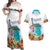 Aloha Hawaii Waikiki Beach Landscape Couples Matching Off Shoulder Maxi Dress and Hawaiian Shirt