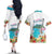 Aloha Hawaii Waikiki Beach Landscape Couples Matching Off The Shoulder Long Sleeve Dress and Hawaiian Shirt