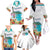 Aloha Hawaii Waikiki Beach Landscape Family Matching Off The Shoulder Long Sleeve Dress and Hawaiian Shirt