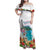 Aloha Hawaii Waikiki Beach Landscape Family Matching Off Shoulder Maxi Dress and Hawaiian Shirt