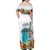 Aloha Hawaii Waikiki Beach Landscape Family Matching Off Shoulder Maxi Dress and Hawaiian Shirt