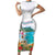 Aloha Hawaii Waikiki Beach Landscape Family Matching Short Sleeve Bodycon Dress and Hawaiian Shirt