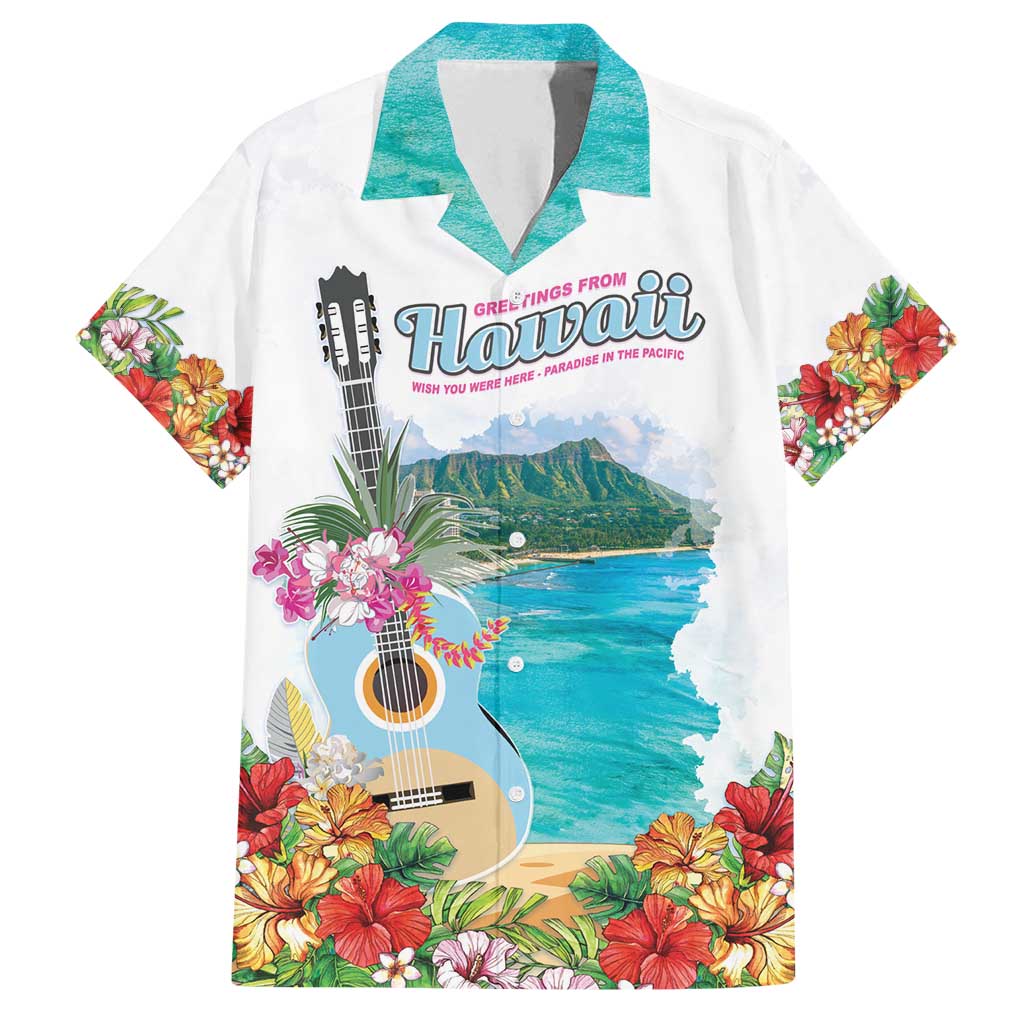Aloha Hawaii Waikiki Beach Landscape Family Matching Tank Maxi Dress and Hawaiian Shirt