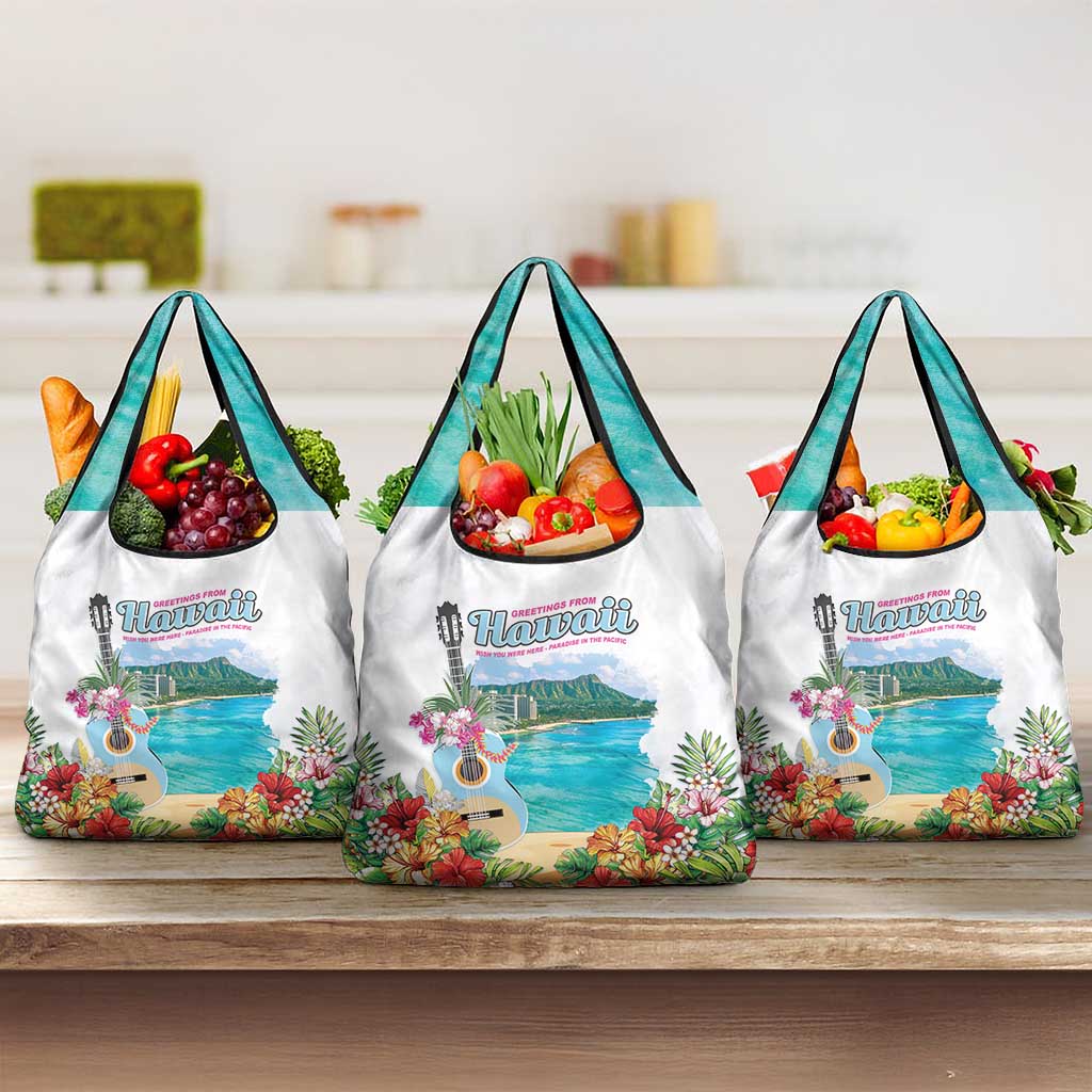 Aloha Hawaii Waikiki Beach Landscape Grocery Bag LT05 3-pack One Size White - Polynesian Pride