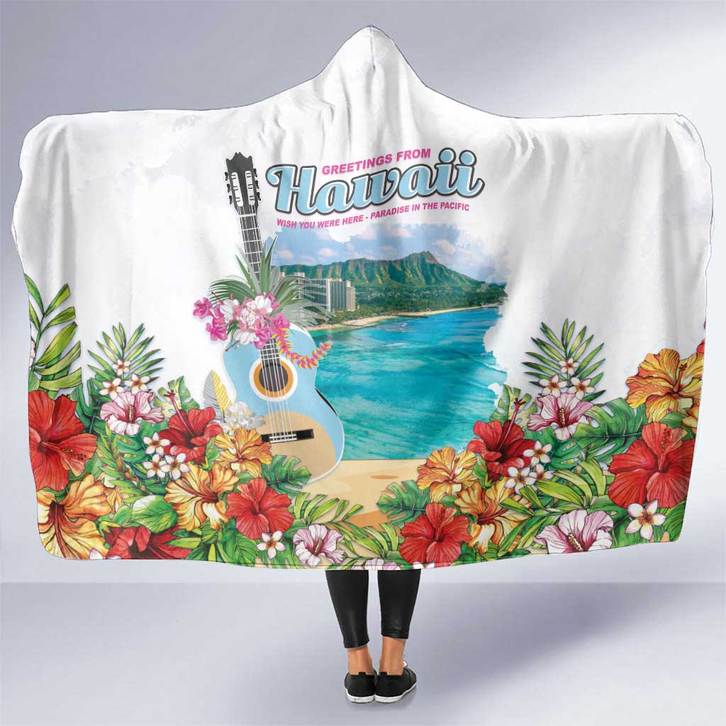 Aloha Hawaii Waikiki Beach Landscape Hooded Blanket