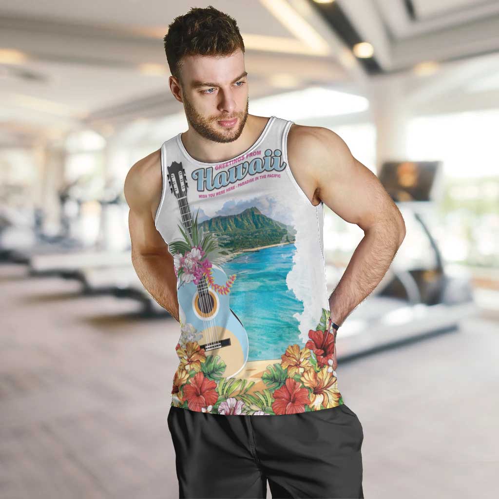 Aloha Hawaii Waikiki Beach Landscape Men Tank Top LT05 White - Polynesian Pride