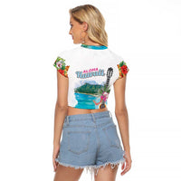 Aloha Hawaii Waikiki Beach Landscape Raglan Cropped T Shirt LT05 - Polynesian Pride