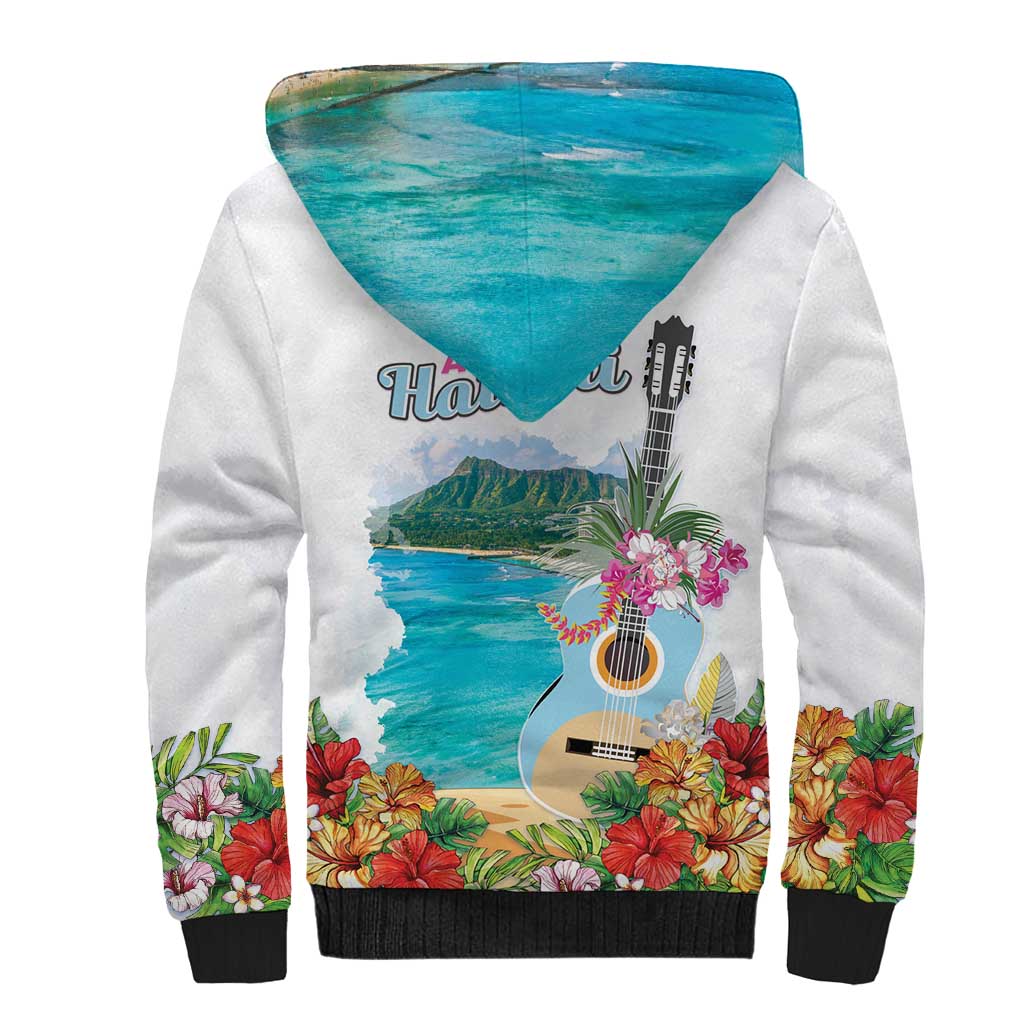 Aloha Hawaii Waikiki Beach Landscape Sherpa Hoodie LT05 - Polynesian Pride
