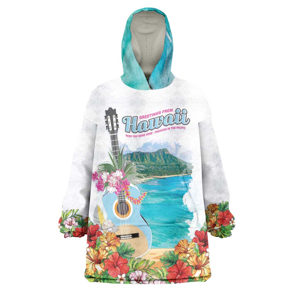 Aloha Hawaii Waikiki Beach Landscape Wearable Blanket Hoodie LT05 One Size White - Polynesian Pride