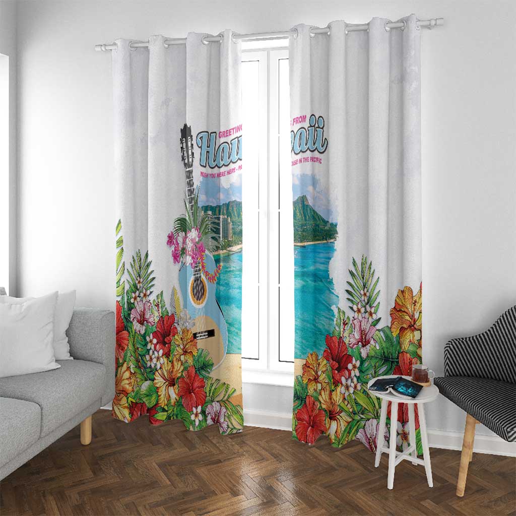 Aloha Hawaii Waikiki Beach Landscape Window Curtain LT05 With Grommets White - Polynesian Pride