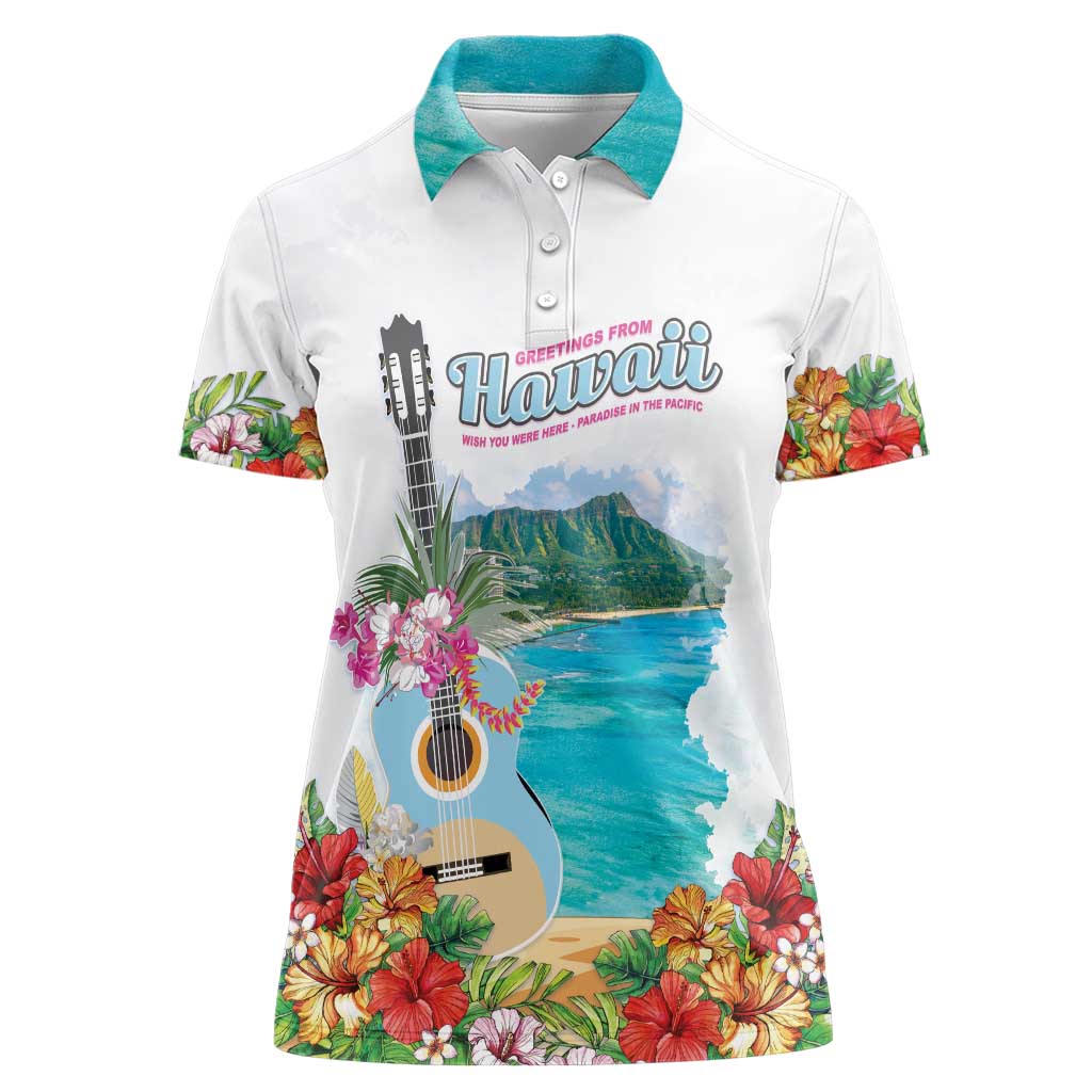 Aloha Hawaii Waikiki Beach Landscape Women Polo Shirt