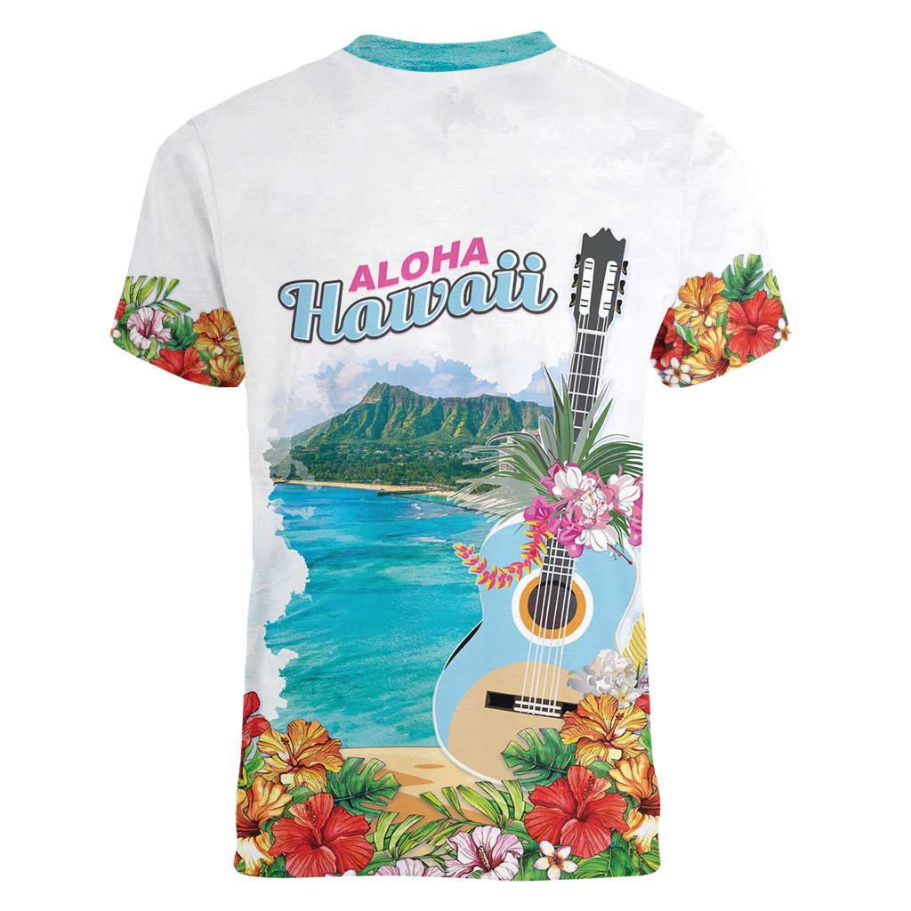 Aloha Hawaii Waikiki Beach Landscape Women V-Neck T-Shirt LT05 - Polynesian Pride