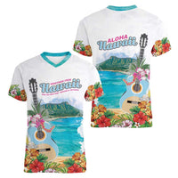 Aloha Hawaii Waikiki Beach Landscape Women V-Neck T-Shirt LT05 - Polynesian Pride