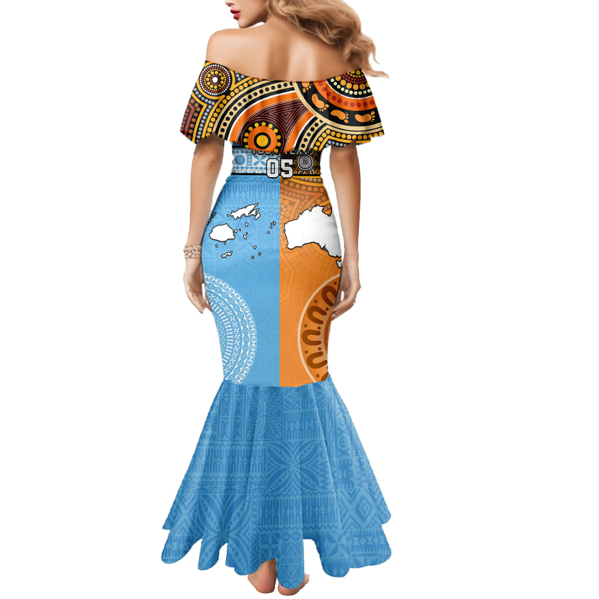 Custom Fiji Tapa And Australia Aboriginal Together Family Matching Mermaid Dress and Hawaiian Shirt LT05 - Polynesian Pride