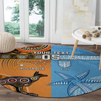 Custom Fiji Tapa And Australia Aboriginal Together Round Carpet LT05 - Polynesian Pride