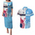 Custom Fiji And USA Palm Tree With Eagle Couples Matching Puletasi Dress and Hawaiian Shirt LT05 Blue - Polynesian Pride