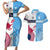 Custom Fiji And USA Palm Tree With Eagle Couples Matching Short Sleeve Bodycon Dress and Hawaiian Shirt LT05 Blue - Polynesian Pride