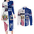 Custom Samoa And USA Together Couples Matching Long Sleeve Bodycon Dress and Long Sleeve Button Shirt LT05 Blue - Polynesian Pride