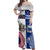 Custom Samoa And USA Together Off Shoulder Maxi Dress LT05 Women Blue - Polynesian Pride